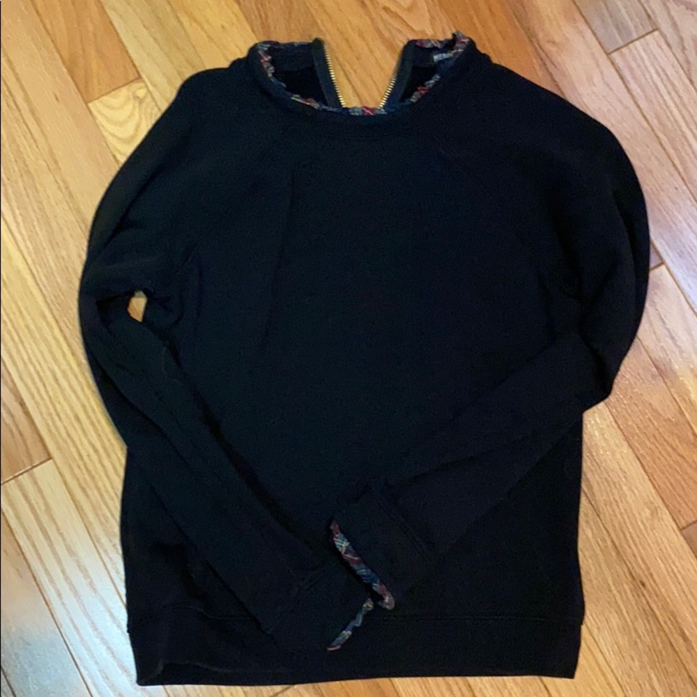 Jcrew black sweatshirt with plaid details